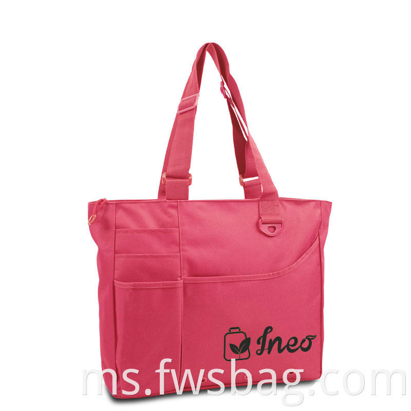 Logo Persidangan Utiliti Custom Print Zipper Tote Bag dengan Beg Beli -belah Mengendalikan laras